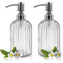 Distributeur de savon en verre 14 oz, pompe en acier inoxydable 304 antirouille, pour comptoir de salle de bain