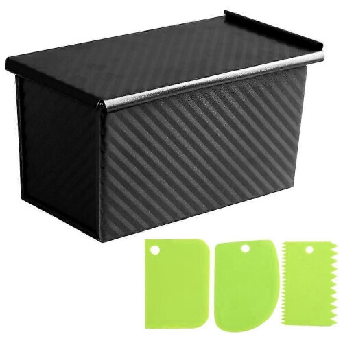 Pullman Brotbackform mit Deckel1LB Kohlenstoffstahl Schwarz mit3 Teigschabern für Backwaren