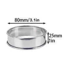 cercles à tartelettes doublement roulés, en acier inoxydable 430, pour muffins anglais et crumpets, pour la pâtisserie maison et professionnelle.