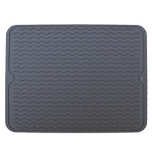 Tapis d'évier en silicone 40 x 30 cm, forme ondulée avec bords surélevés, égouttoir pour cuisine et salle de bain, noir