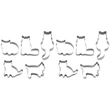 10 Pieces Cat Shaped Aluminium Baking Moulds, Silver Metal Food Grade Cake Mould Cookie Cutters for Baking, Party Food Crafting