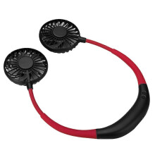 Portable Mini Neck Fan, 2000mAh Rechargeable USB, Mute, 3 Adjustable Wind Speeds, With Night Light, For Outdoor Sports Office Fitness, Black