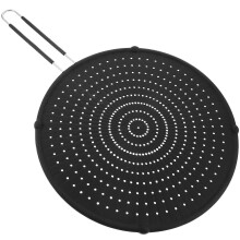 Paraschizzi per padella in acciaio inossidabile e silicone, con manico lungo appendiabile, blocca schizzi di olio caldo per cucina, 1 pezzo