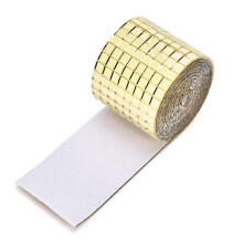Adesivo de Parede Acrílico com Espelhos Quadrados 5x5mm em Ouro, Rosa Dourado ou Prata, 4cm x 100cm
