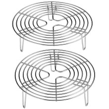 Stainless Steel Steaming Rack, 2 Pieces, Silver, Steaming Heating Food, Pot Stand Heat Insulation Mat, for Home Kitchen Restaurant
