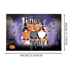 Paillasson rectangulaire thème Halloween, 40x60cm polyester dos antidérapant PVC, pour entrée cuisine extérieur intérieur