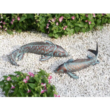 Statue de carpe koï pour jardin, sculpture antique en cuivre pour bassin extérieur, décoration de jardin et de terrasse