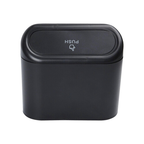 Car Trash Bin with Press Design Flip Cover, Hanging Hook for Vehicle Interior Storage