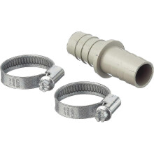 Poistoletkuliitin pesukoneelle ja astianpesukoneelle, ABS-materiaalia, 32 mm koko, sisältää 2 puristinta