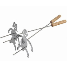 Ensemble de bâtons à guimauve en acier inoxydable avec manches en bois pour barbecue au feu de camp