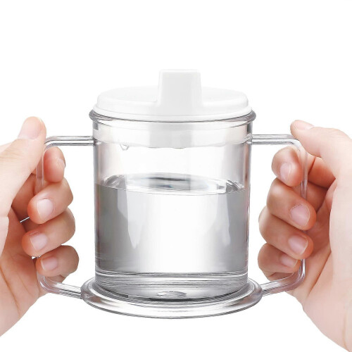 Adaptive Drinking Mug with Two-Handled Grip, Large Spout, 300ml Spill-Resistant Cup for Limited Mobility