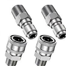 Painepesurin pikaliittimet, 4 kpl ruostumattomasta teräksestä valmistettuja sovittimia 1/4" ja 3/8" suuttimille