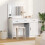 VidaXL vidaXL Dressing Table with Mirror Lights 2 pcs White Engineered wood 1