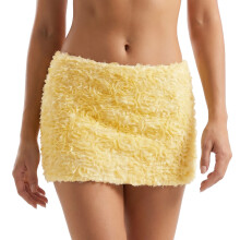(S, Yellow) Women's Summer Mini Skirt Elegant Solid Color 3D Floral Slim Fit Skirt for Party Work Daily Wear