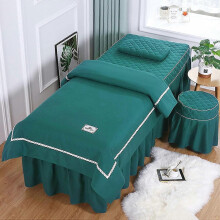 Lençol de Massagem com Saia Completa e Abertura para Rosto, Poliéster Verde 70x180cm para Spa, Estúdios de Tatuagem e Uso Doméstico