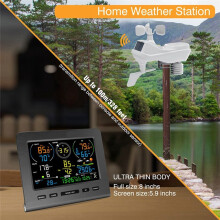 Estación Meteorológica WiFi 7 en 1 con Monitoreo Remoto, Temperatura Interior y Exterior, Índice de Humedad y Luz, Pronóstico, Enchufe de EE. UU.