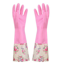 Gants de nettoyage doublés, sans latex, longueur coude, pour vaisselle et nettoyage domestique