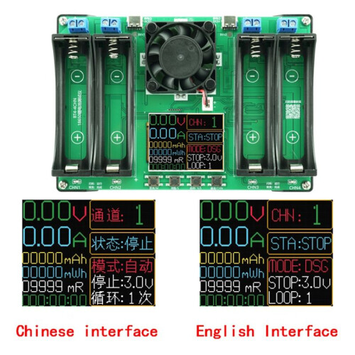 18650 Type-C LCD 4/1 Channel Display Battery Capacity Tester MAh Lithium Digital Battery Detection for Battery Testing