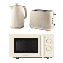 Kettle, Toaster & Microwave Set, Miami Collection by Hamilton Beach, Cream