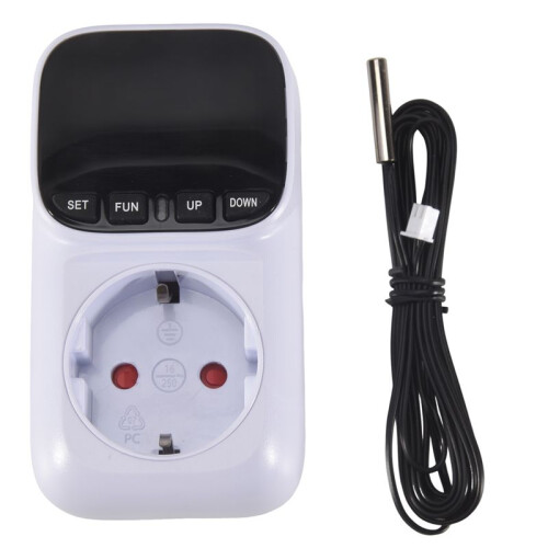 Digital Temperature Controller Socket Outlet Thermostat with  Sensor Probe Heating Cooling  16A EU Plug 1