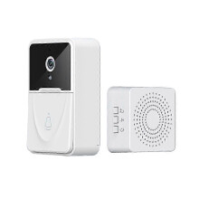 X3 Smart Video Doorbell, Wireless 2.4GHZ WiFi, Battery Powered, Night Vision, Cloud Storage, Video Intercom, Home Monitoring, White ABS