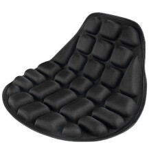 Cuscino universale per sella moto, traspirante, ergonomico, con scanalature poco profonde, in lycra nera antiscivolo, per sedile fisso moto.
