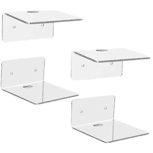 Acrylic Floating Shelf Wall Display Ledge for Small Items Clear Storage Shelf 4Pc Set