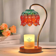 Lampe chauffe-bougie, design fraise en verre gradable, minuterie 2/4/8 heures arrêt automatique, compatible avec la plupart des bougies en pot
