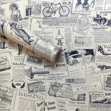 Vintage Newspaper Self Adhesive Wallpaper PVC, Peel & Stick Contact Paper for Furniture Walls Decor