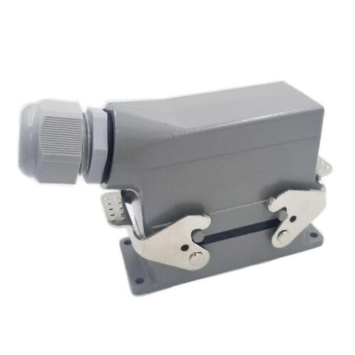 Conector Industrial Retangular IP65 de Alumínio Fundido 10 Núcleos 16A 500V Saída Lateral