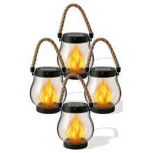 Solar-Laternen für den Außenbereich, wasserdicht, mit tanzender Flamme, aus ABS-Material, für Garten, Hof und Wege.