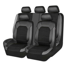 Set completo di coprisedili in pelle per auto, compatibili con Kia EV3 2024 2025 2026, impermeabili, traspiranti, grigi, compatibili con airbag.