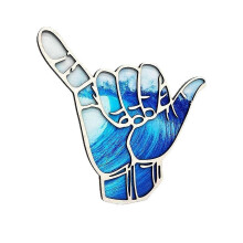 Wooden Hand Gesture Statue with Wave Design for Living Room Beach Themed Home Decor