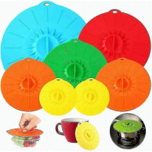 Heat-Resistant Silicone Suction Lids, 7-Pack in 5 Sizes for Bowls, Plates, Pots & Pans