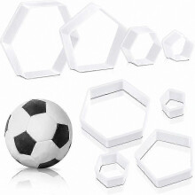 Hexagon Football Pattern Cookie Cutters, 8 Pieces, 4 Sizes, White Plastic, for Cake Decorating Fondant Shaping Baking Kitchen Crafting
```