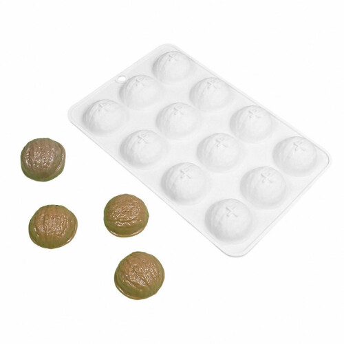 Forma de Silicone em Forma de Noz 12 Cavidades, Material Alimentar, para Chocolate, Doces e Decoração de Bolos, 8.6 x 5.7 x 0.7 Polegadas