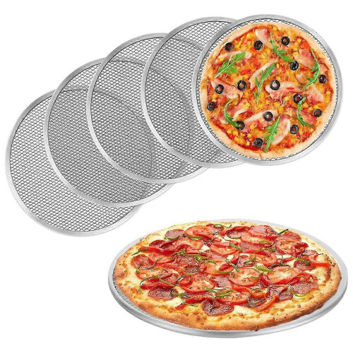 Tela para Pizza em Alumínio, 8 polegadas, pacote com 6 unidades, para assar em casa e comércio