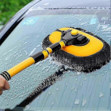 Cepillo telescópico para lavado de coches, mango largo de aleación de aluminio, cabezal de microfibra, para la limpieza de vehículos y hogares.