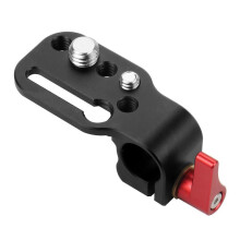 15-mm-Einloch-Rohrschelle aus Aluminiumlegierung, 1/4-Zoll- und 3/8-Zoll-Gewindeanschluss für Kamerazubehör, Schwarz/Rot