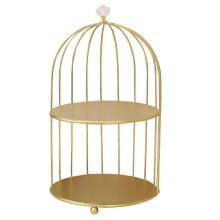 Goldener Vogelkäfig-Etageren für Nachmittagstee, Desserts, Schmuck und als Dekoration für Zuhause