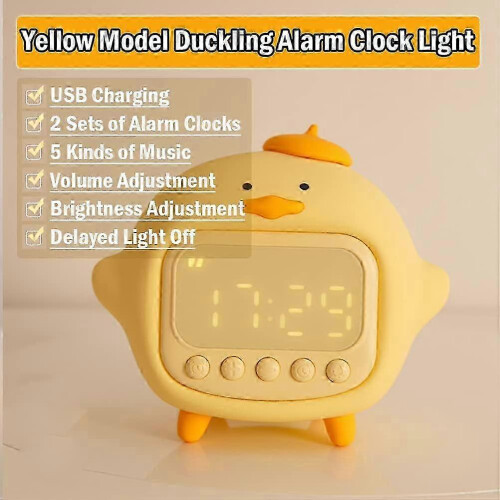 Duck Alarm Clock Night Light for Kids with Dimmer, Sleep Timer & USB Rechargeable 2