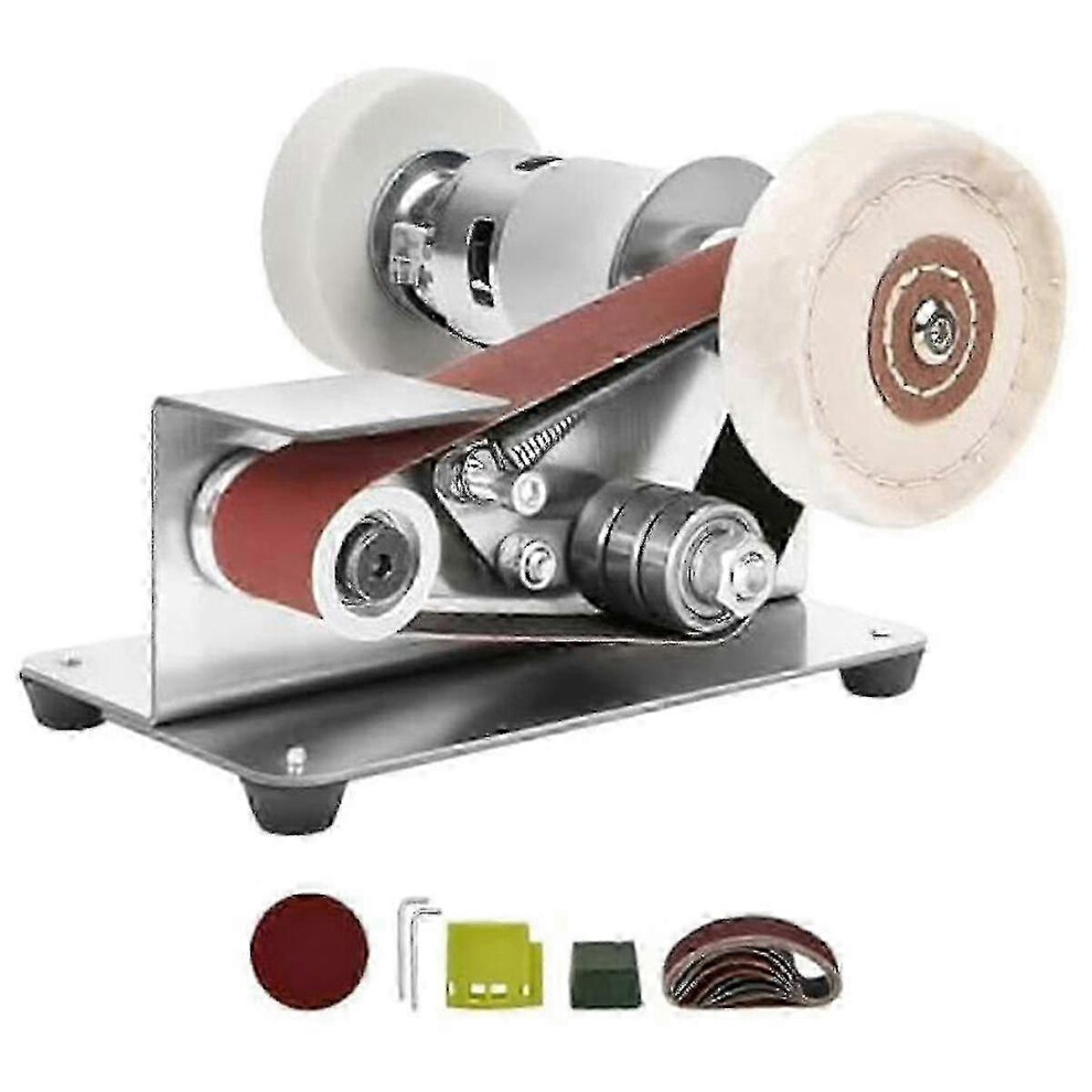 Professional Belt Sander, 15 Degree Fixed Sharpening Angle, 7-Speed Adjustment, Eu Plug, Silver Metal, For Knife Making Metalworking Jewelry Crafting 6901168154021