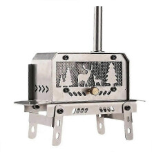 Portable Outdoor Camping Wood Stove Stainless Steel for Tent Heating Cooking