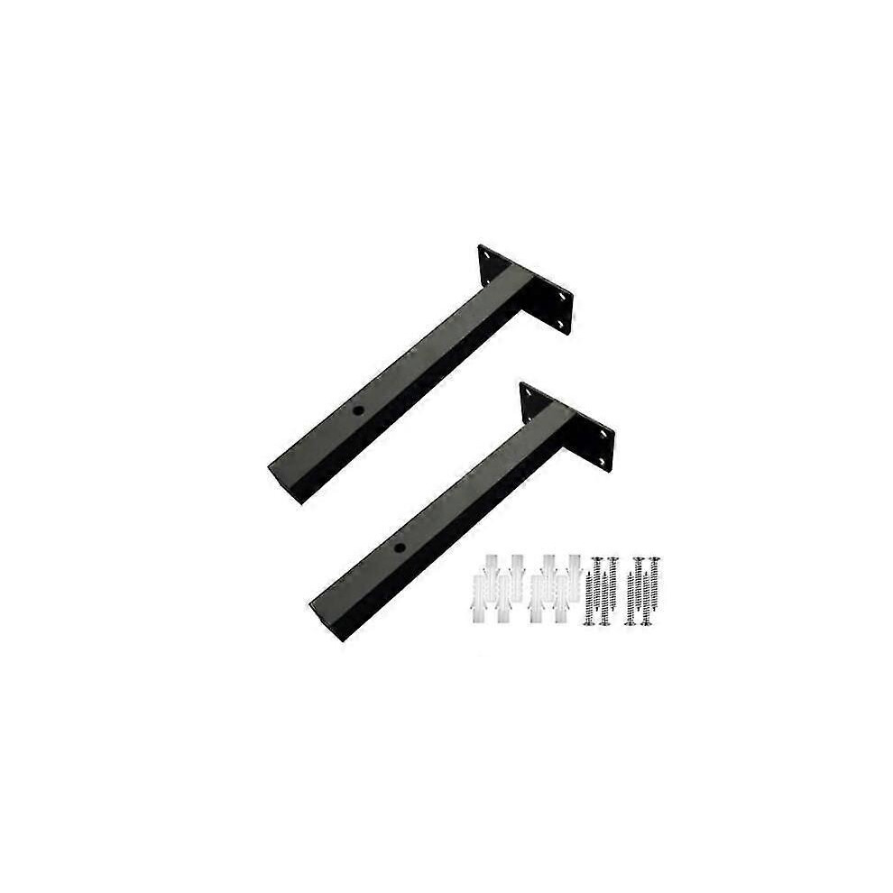 Black Floating Shelf Brackets 25Cm Heavy Duty Iron Wall Mounted Retro Style 6901168147962