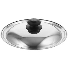 Coperchio per pentola in acciaio inossidabile, manico anti-ustione, adatto a pentole wok e vaporieri, coperchio per secchio, argento 29,5 cm
