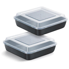 Square Baking Pans with Lids, 2 Piece Set, Stainless Steel, Non-toxic Coating, Heat Resistant to 450, For Oven Air Fryer Freezer, Baking Storage