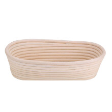 Cesta de fermentación de caña natural sin blanquear hecha a mano, kit para hornear pan con forro de lino, 27,5 x 14 x 8 cm.