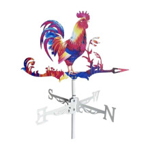 Girouette coq pour toit ou jardin, indicateur de direction du vent en fer, décoration extérieure multicolore