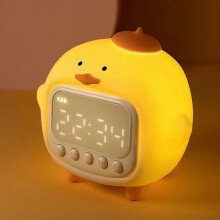 Duckling Alarm Clock Night Light with Dimming and USB Rechargeable 1500mAh Battery for Children