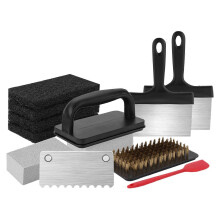 Kit de Limpeza para Grelha, Cabeça em Aço Inoxidável Resistente ao Calor, Compatível com Grelhas e Chapas de Cozinha